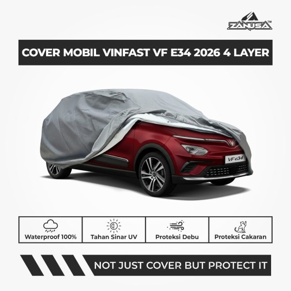 Cover Mobil Vinfast VF E34 4 Layer Selimut Waterproof Anti Panas UV Sarung Mobil Outdoor