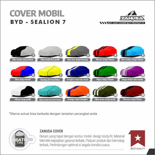 Cover Mobil BYD Sealion 7 Variasi Selimut Waterproof Anti Panas UV Sarung Mobil Outdoor