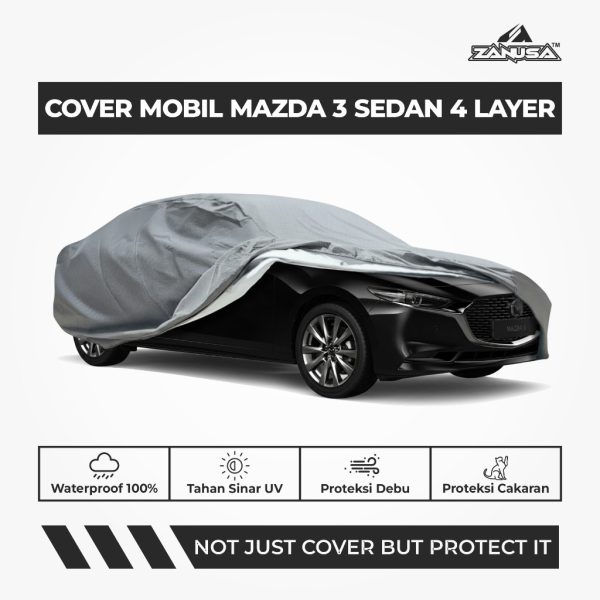 Cover Mobil Mazda 3 Sedan 4 Layer Selimut Waterproof Anti Panas UV Sarung Mobil Outdoor